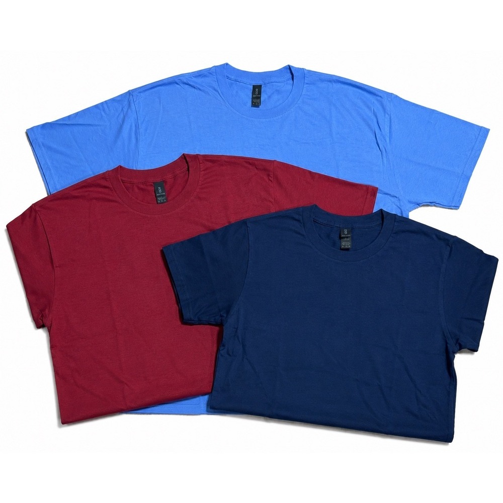 Gildan Mens XL Lot of 3 T-Shirt Bundle Heavy Cotton Blue Red Navy Casual Basics